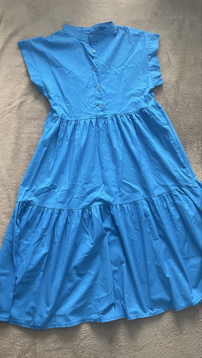 piękna włoska niebieska sukienka bawełniana