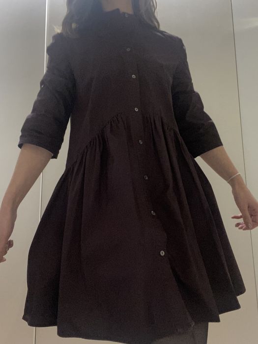 Vestido Zara, tamanho XS, em popelina, cor de vinho