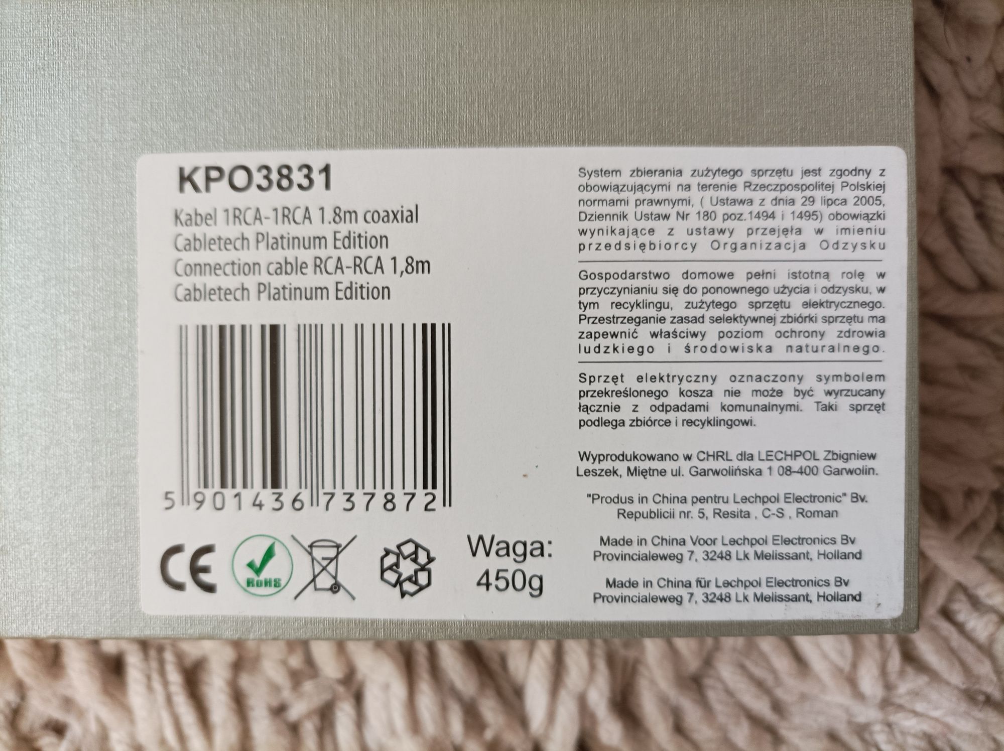 Sprzedam kabel platynowy digital 1,8 m HI-FI