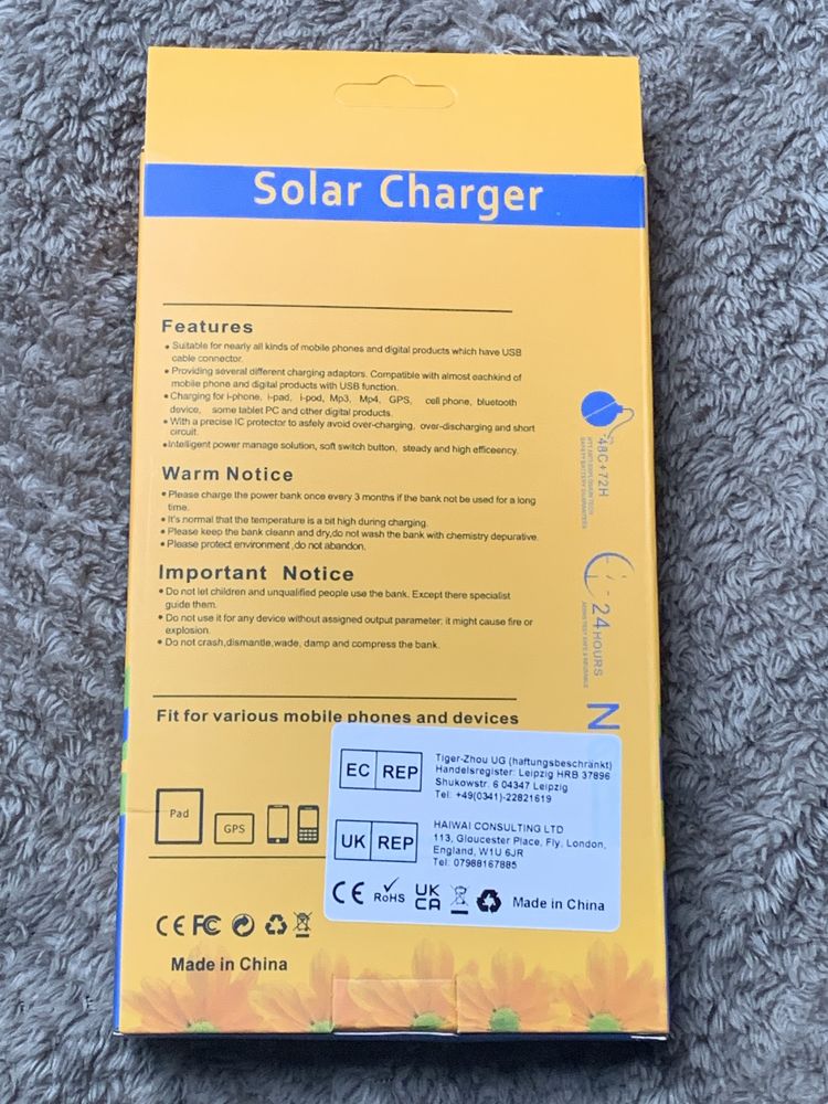 Водонепроникний сонячний паувербанк Solar Powerbank 30000mAh