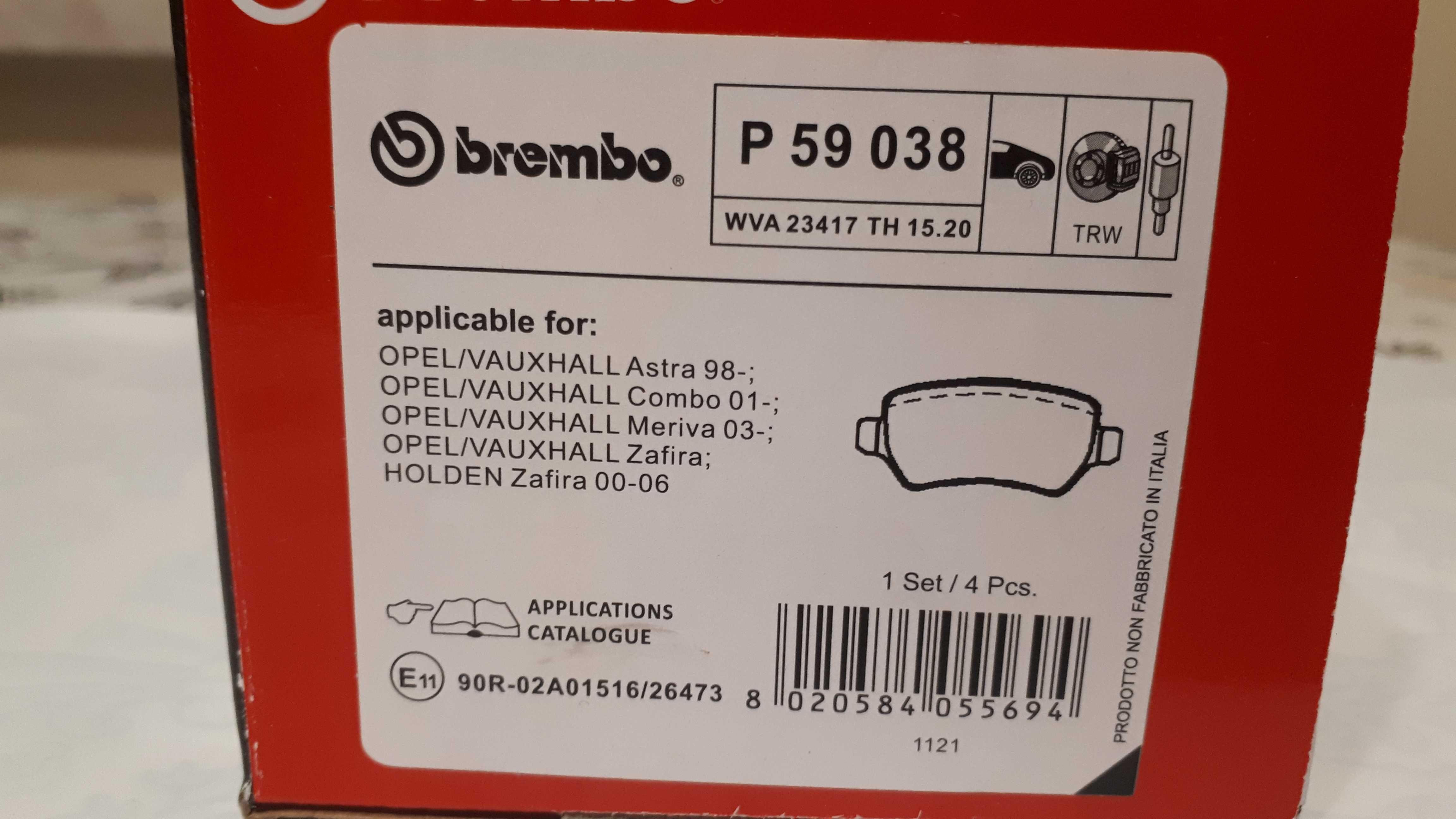 Brembo P 59 038 Zestaw klocków hamulcowych tył do Opel Astra