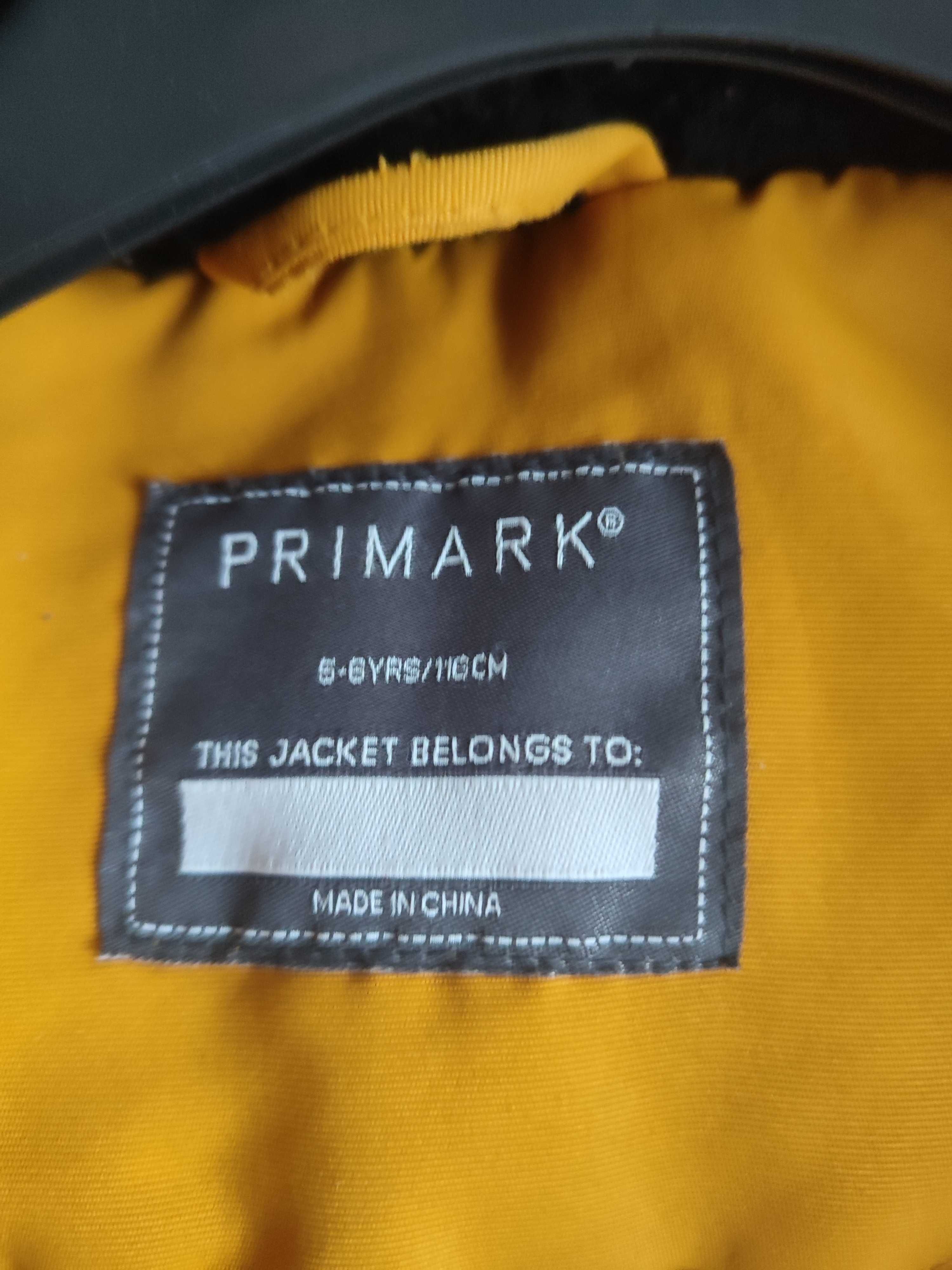 Primark parka zimowa długa musztardowa 110 116