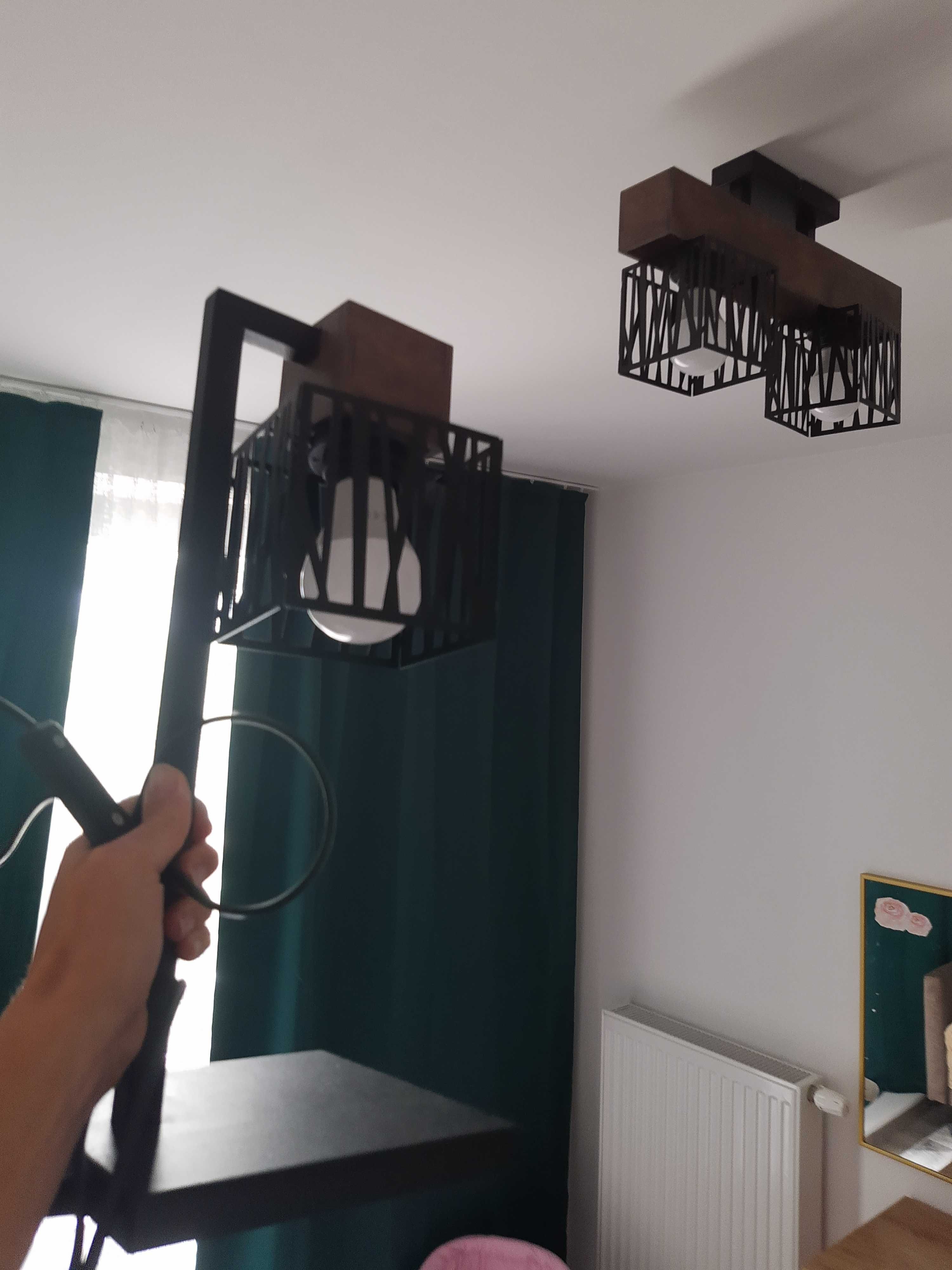 Lampa sufitowa i lampka Dali drewno metal loft