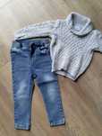 Elegancki zestaw jeansy i sweterek 86/92