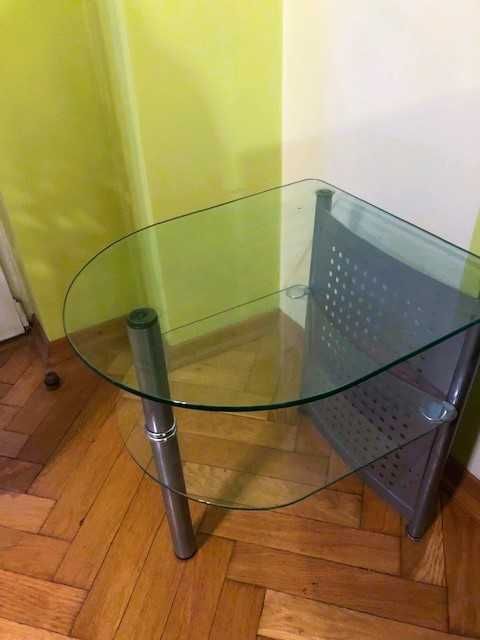 stolik szkło metal 50 cm wysokość stan BDB