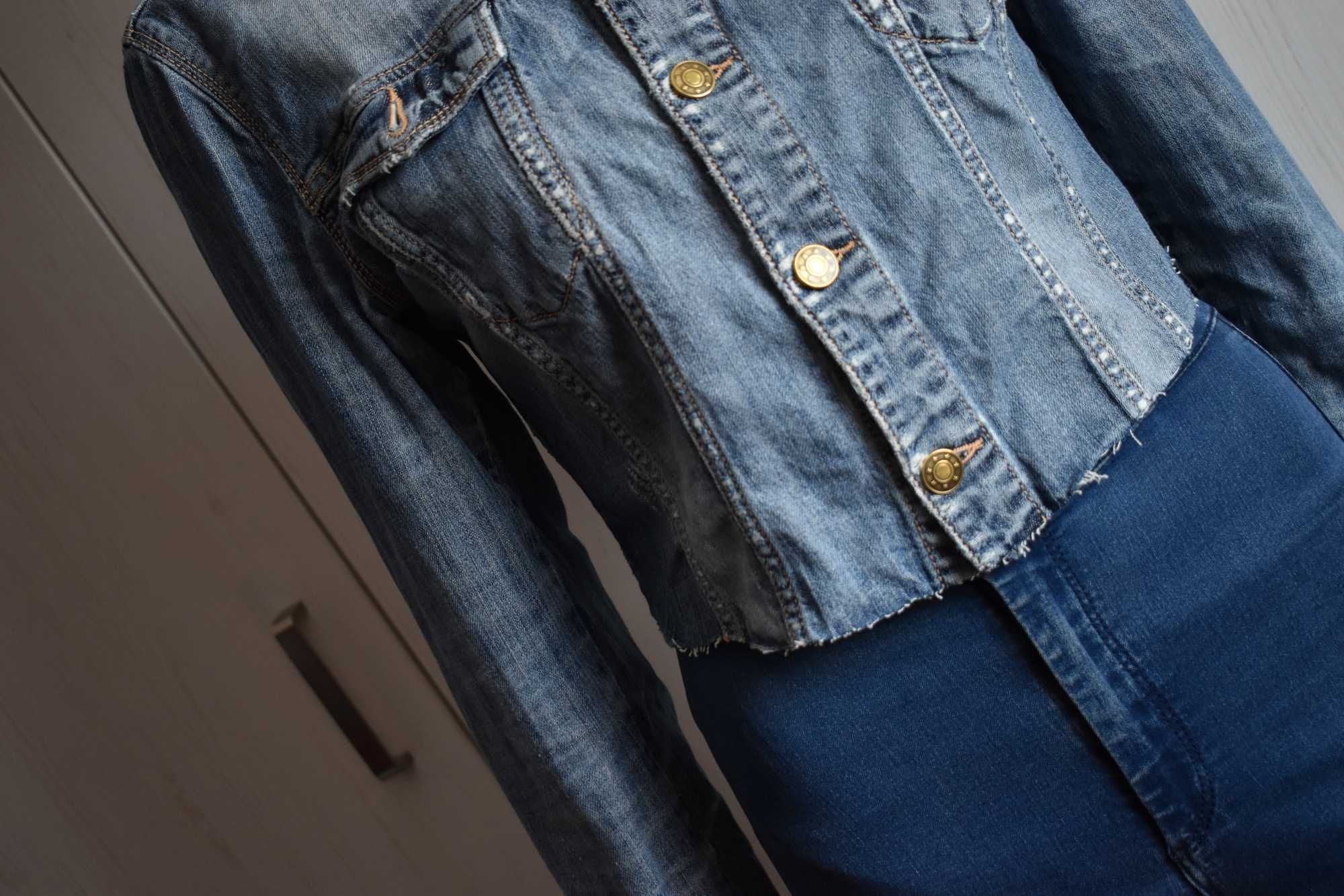 Kurtka dżinsowa 42 XL jeansowa ramoneska katana krótka denim bawełna