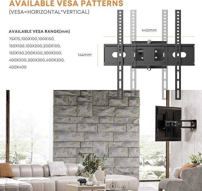 Suporte de TV rotativo inclinável até 35 kg VESA até 400 X 400 mm NOVO