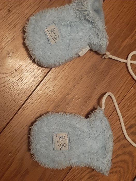 Czapka niemowlęca maja 46 niebieska + rekawiczki