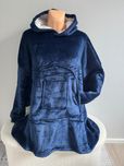 BLUZOKOC unisex bluza z kapturem ocieplana niebieska OVERSIZE 2W1