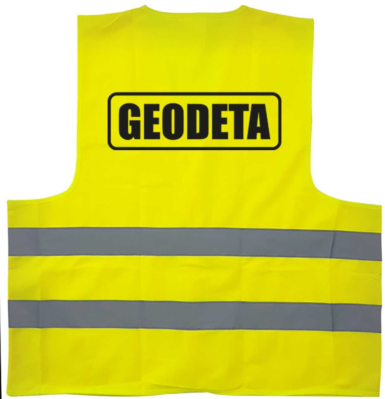kamizelka odblaskowa, kamizelka z nadrukiem geodeta, geodeta