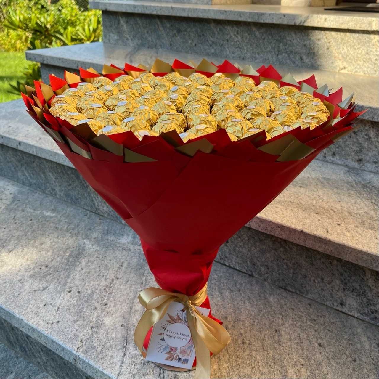 Prezent na 75 Urodziny, Ślub. Bukiet ze słodyczy Ferrero Rocher 75 szt
