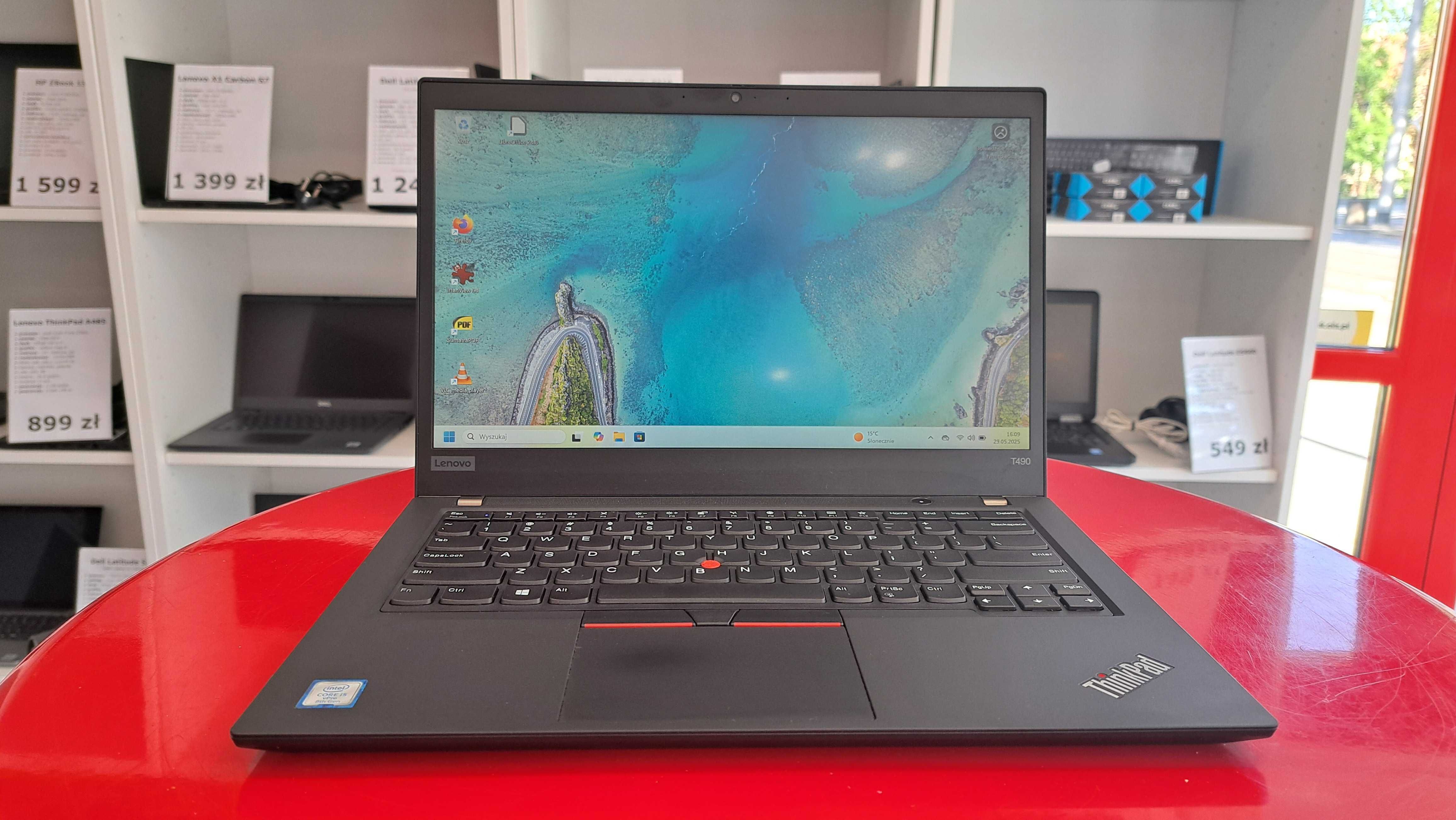 Laptop Lenovo ThinkPad T490 i5-8GEN 16GB/256SSD Win11 FHD A-Klasa