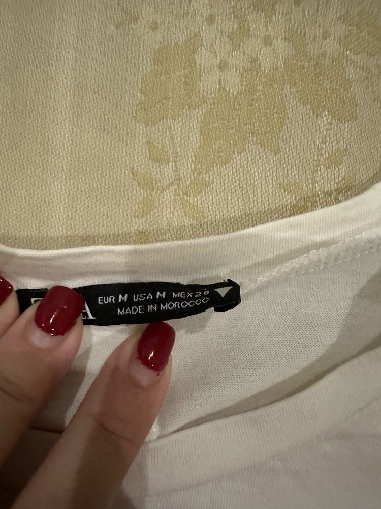 Biała koszulka T-shirt z krótkim rękawem z napisem Zara rozmiar M 38