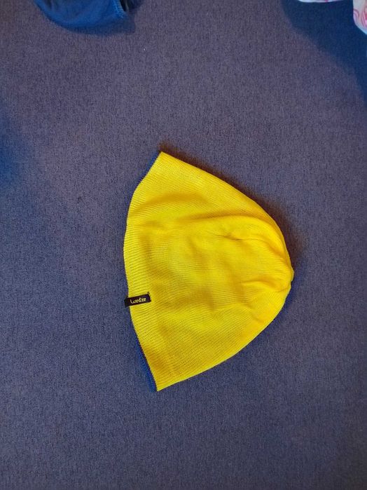 Czapka zimowa narciarska obustronna żółta/niebieska