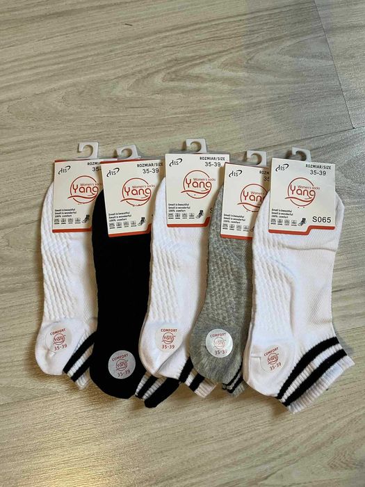Stopki damskie bawełniane YANG – 5 par, rozmiar 35-39 i 39-42