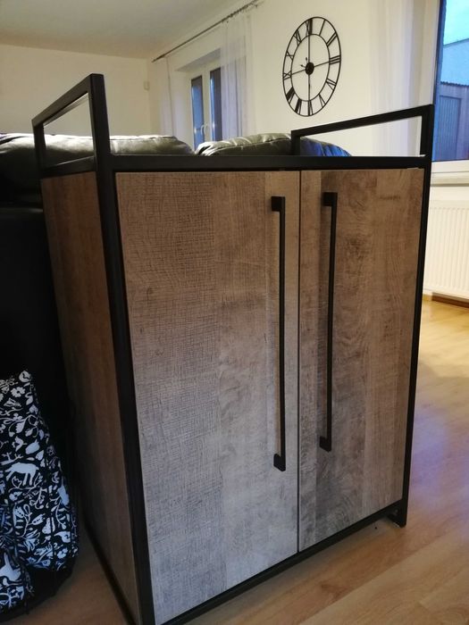 komoda szafka loft wzór starych desek metal bdb