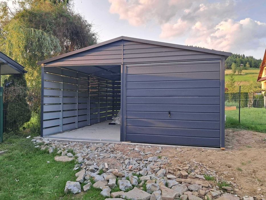 Garaż blaszany, wiata. WZMOCNIONY PROFILAMI. Producent. Cała POLSKA
