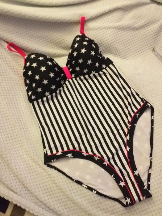 Strój kąpielowy jednoczęściowy 50 xl w pasy i gwiazdki