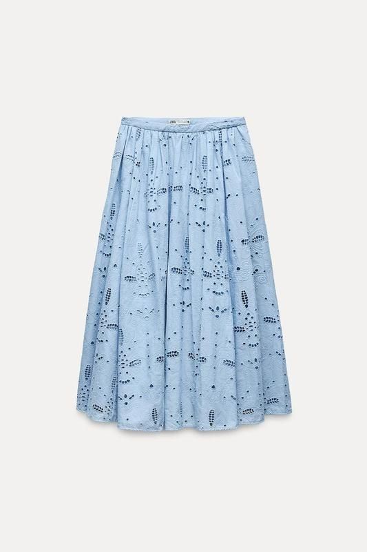 Спідниця ZARA із прорізною вишивкою