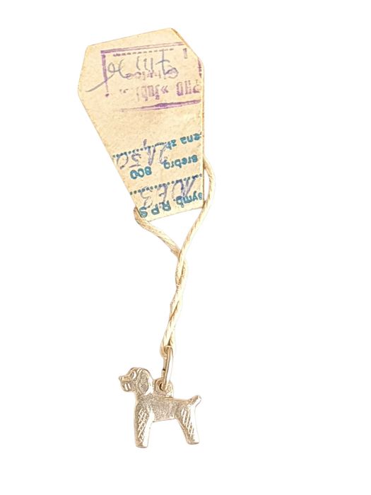 Stara srebrna zawieszka wisiorek piesek WZ srebro 800 lata 60/70 antyk