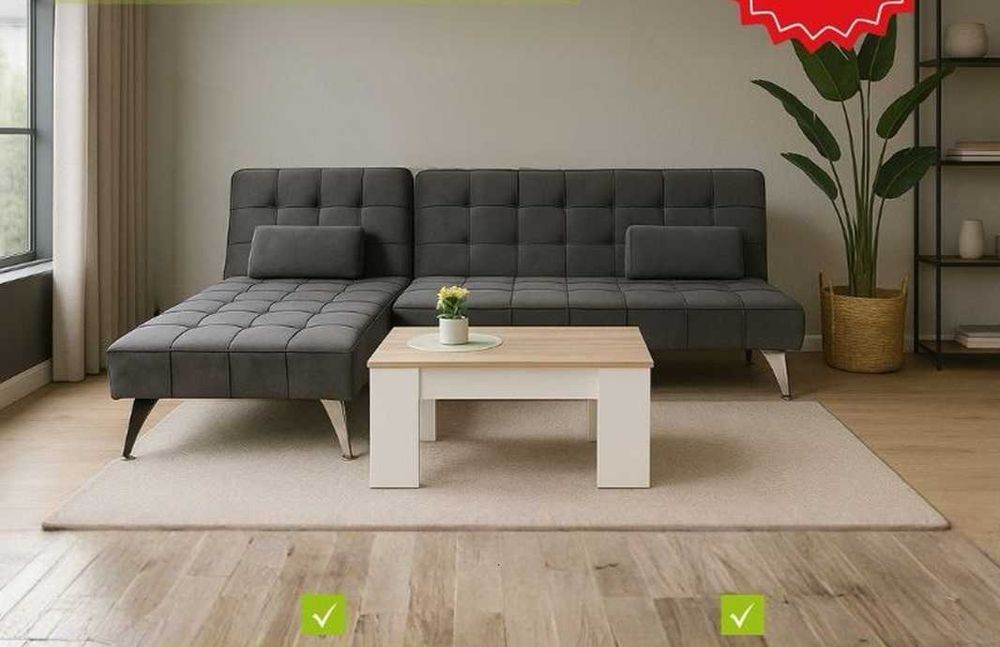 LIQUIDAÇÃO!! SOFÁ-CAMA + MESA DE CENTRO ELEVÁVEL 324€