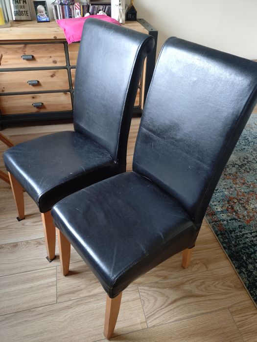 4 krzesła ze skóry czarnej Szamotuły Poznań