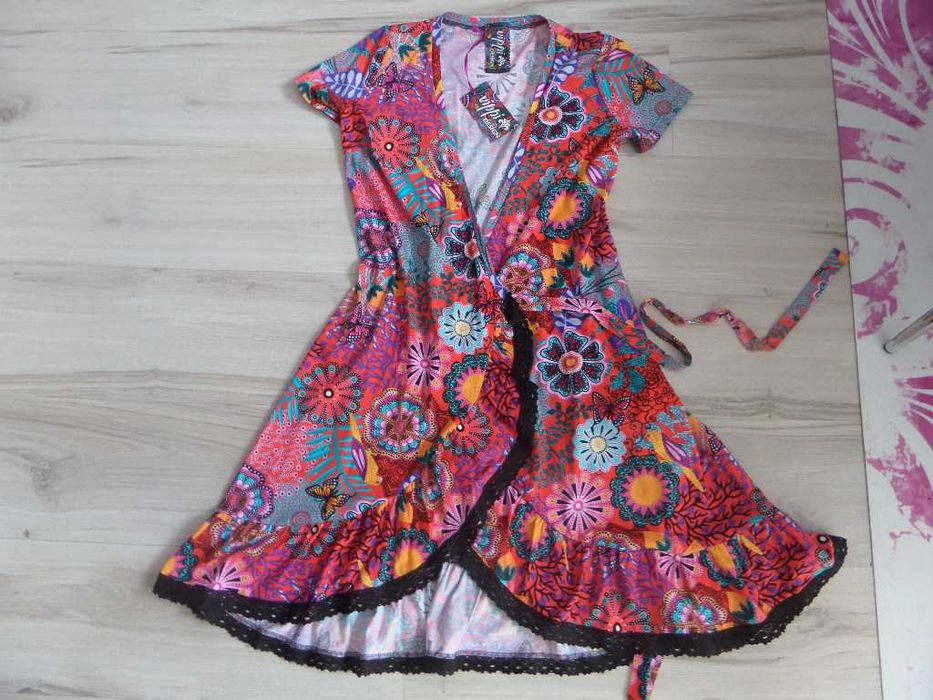 Vippi Design kolorowa zakładana sukienka 36/38