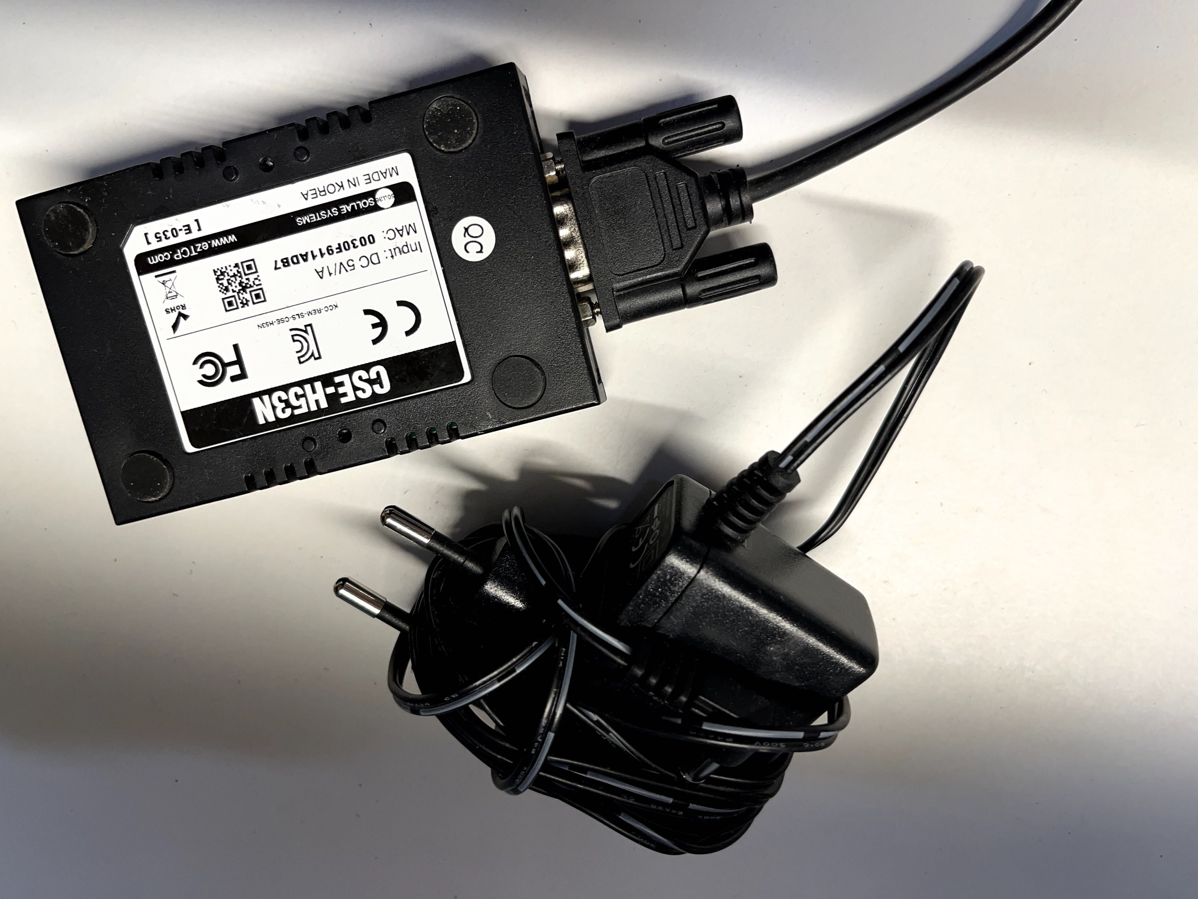 Konwerter przemysłowy RS232 do LAN Ethernet CSE-H53N + Zasilacz