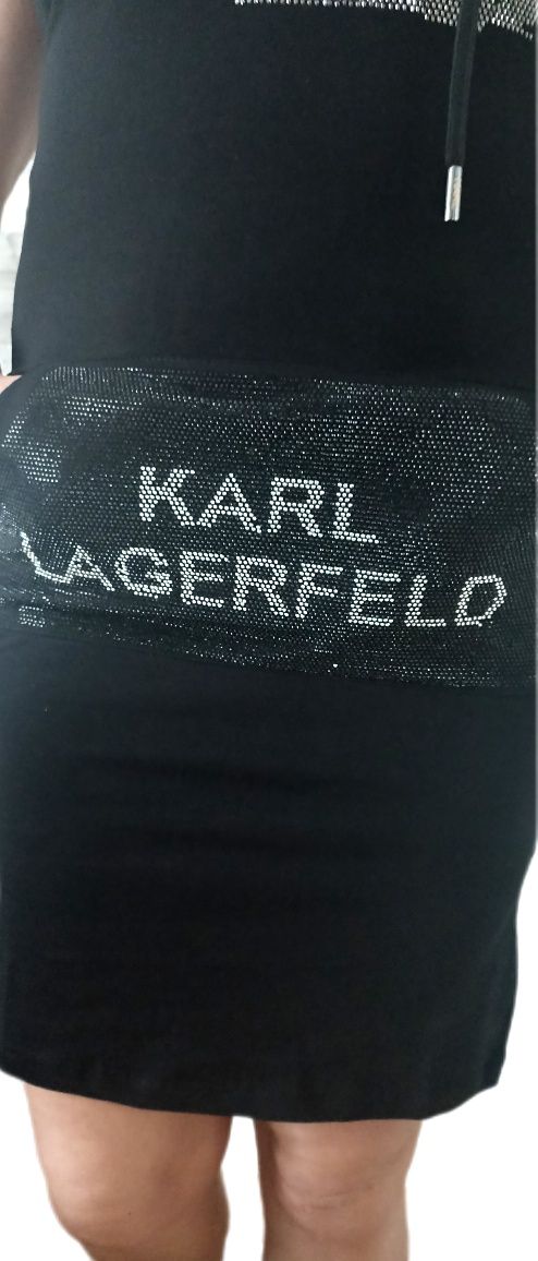 Karl Lagerfeld sukienka czarna z kapturem r.S