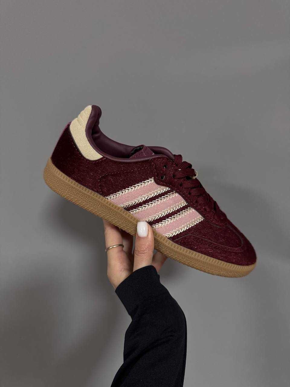 Кеди Adidas Samba Burgundy Pony / кеди Адідас Самба Бургунді текстиль