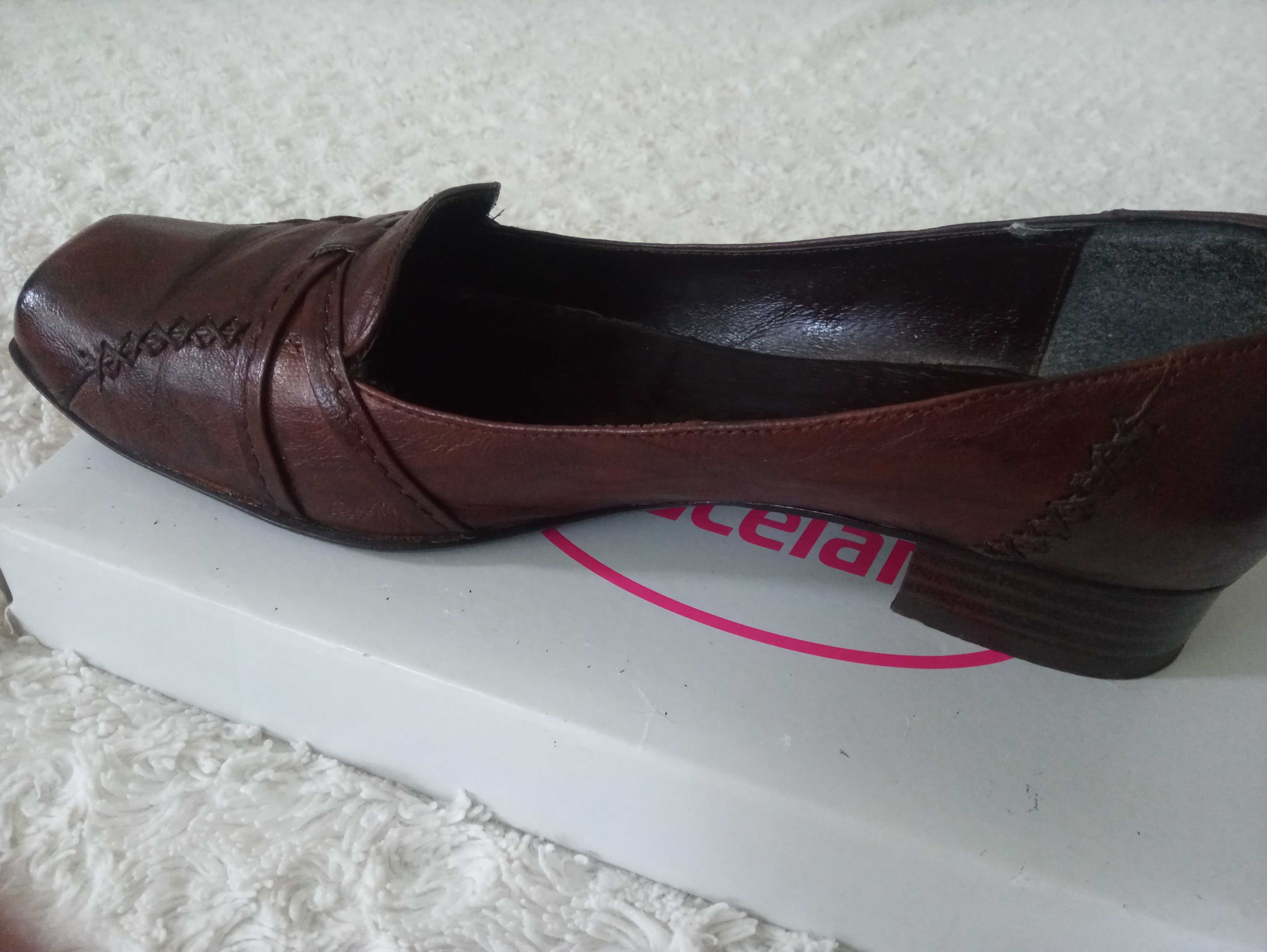 Loafersy brązowe skóra 38