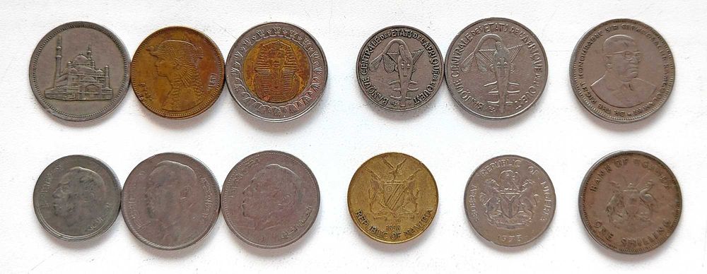 Монеты Африки №1 (Египет, Марокко, Намибия, Нигерия, Уганда), 12 шт