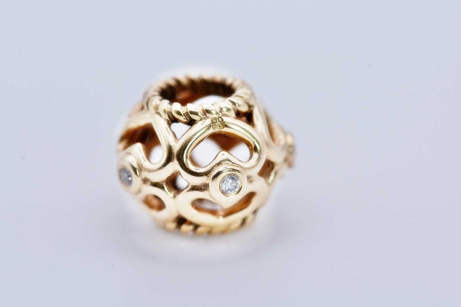 Oryginalny charms Pandora Gold Openworks Heart Diamond 750466D 585