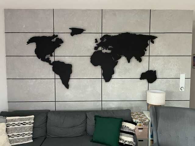 Mapa świata 3D czarny mat