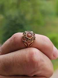 pierścionek złoty 14k 585 z koralem