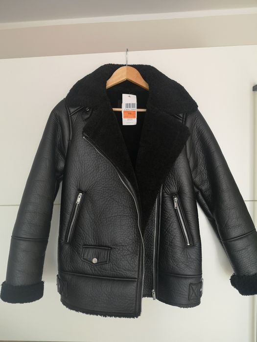 Kurtka z kożuchem baranek pilotka biker ramoneska ekoskóra futerko