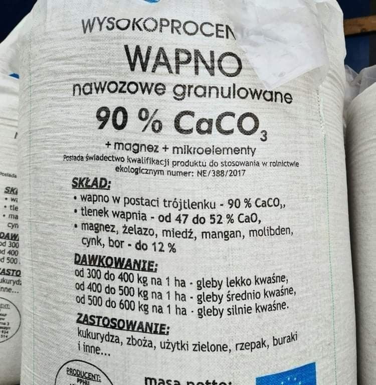 Wapno magnezowe, kreda jeziorna . Producent