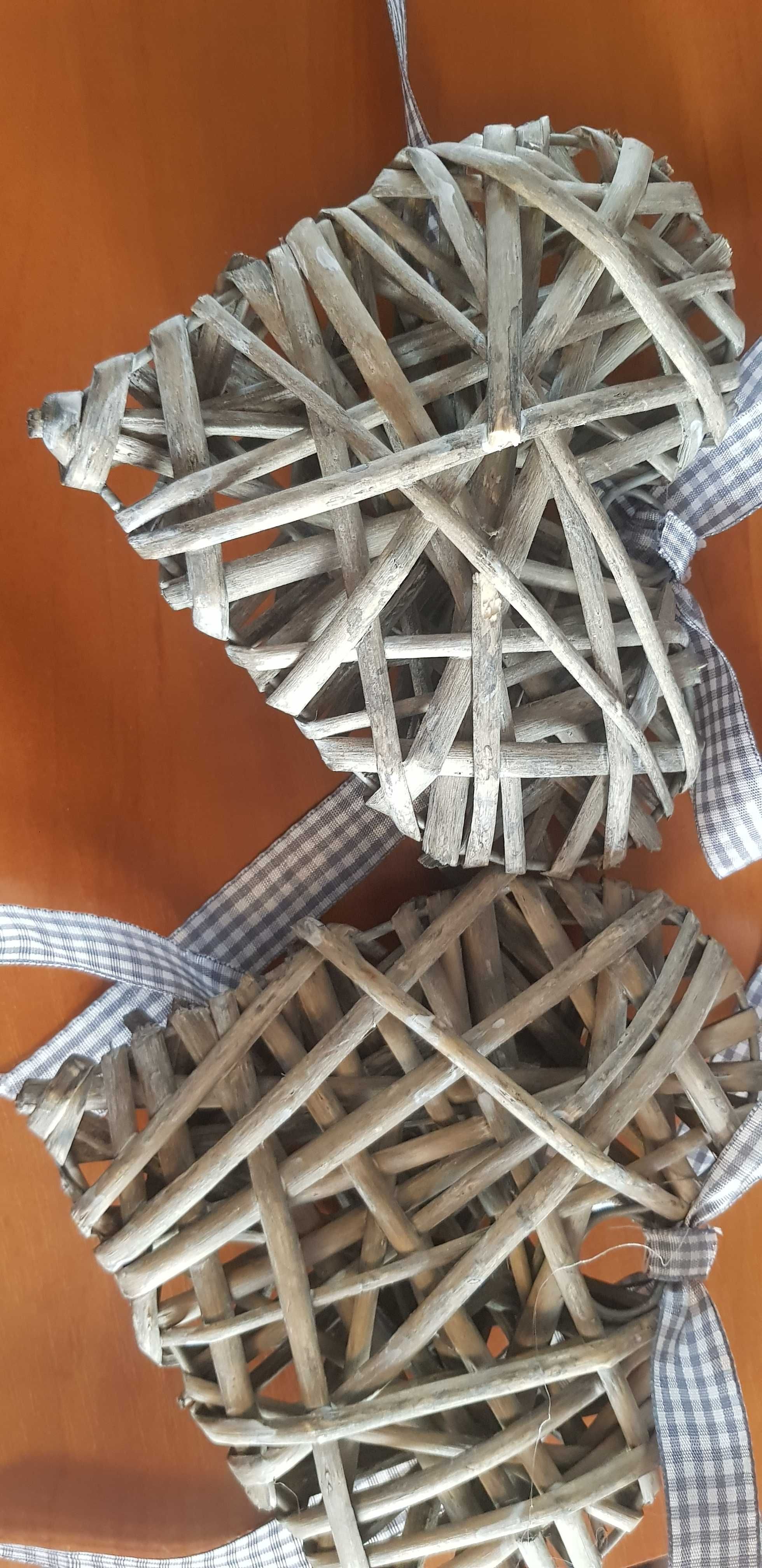 Plecione serca kokardy wisząca ozdoba drewniana dekoracja