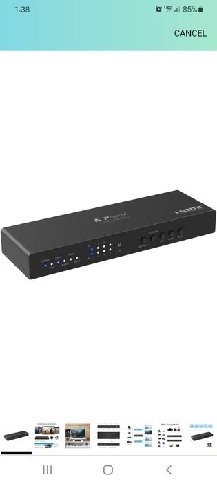 PORTTA HDMI Matrix 4x2, 4 In 2 Out 4K HDMI Matrix Switch Splitter with