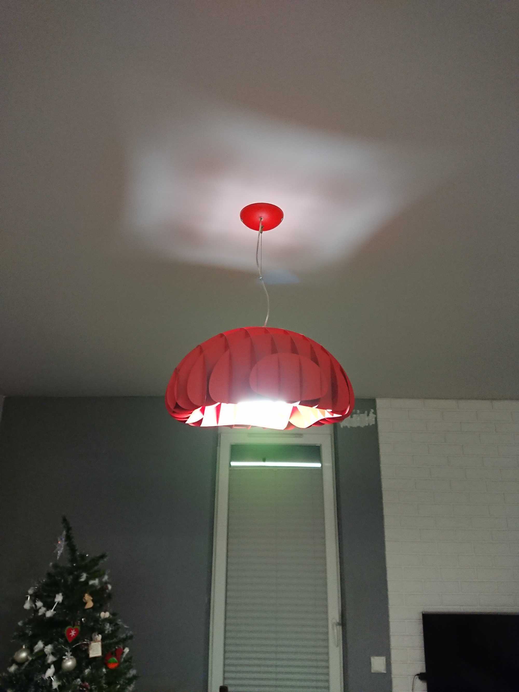 Lampa sufitowa czerwona metalowa  - stalowa 42 cm średnicy
