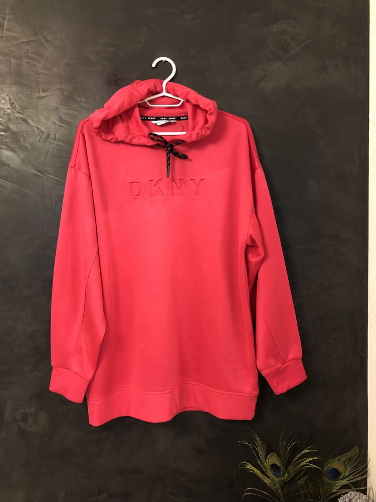 Подовжена малинова кофта, худі DKNY. Оверсайз. Оригінал.