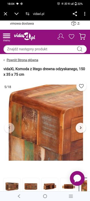 Komoda z litego drewna odzyskanego, 150 x 35 x 75 cm