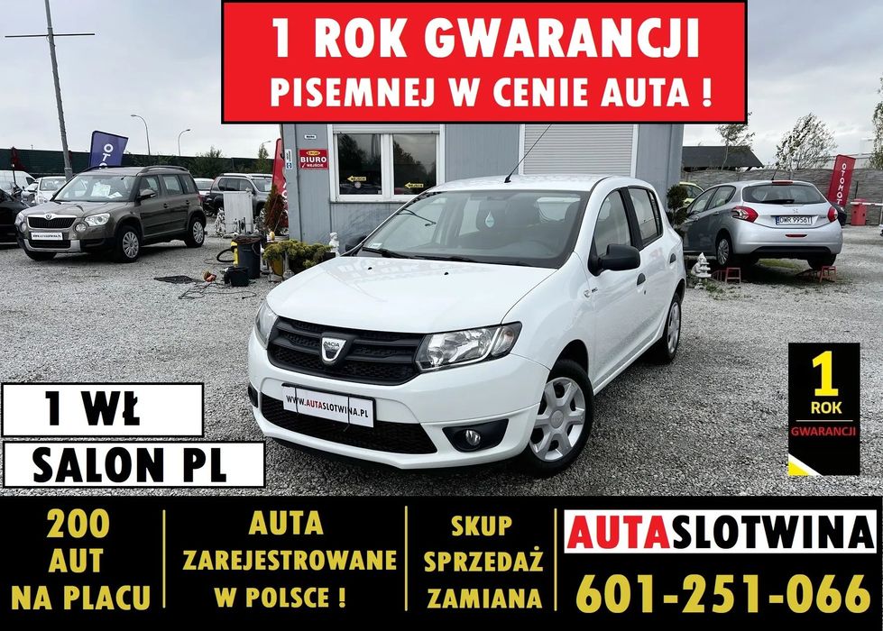 Dacia Sandero 1 ROK GWARANCJI W CENIE AUTA, Salon Pl, 1wł, Bezwypadkowy, Zamiana