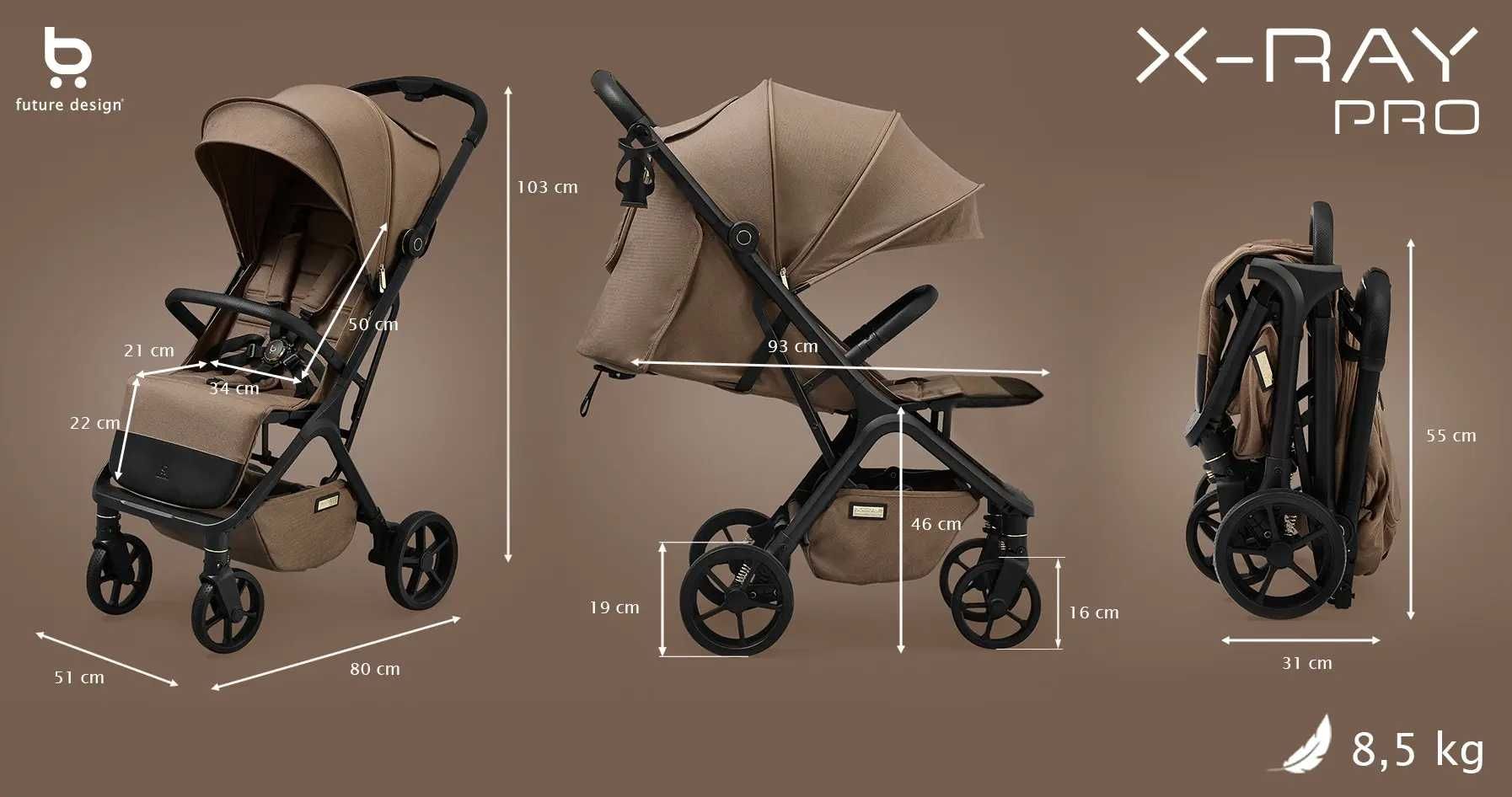Wózek spacerowy Future Design X Ray Pro-nowy, lekki, mały po złożeniu
