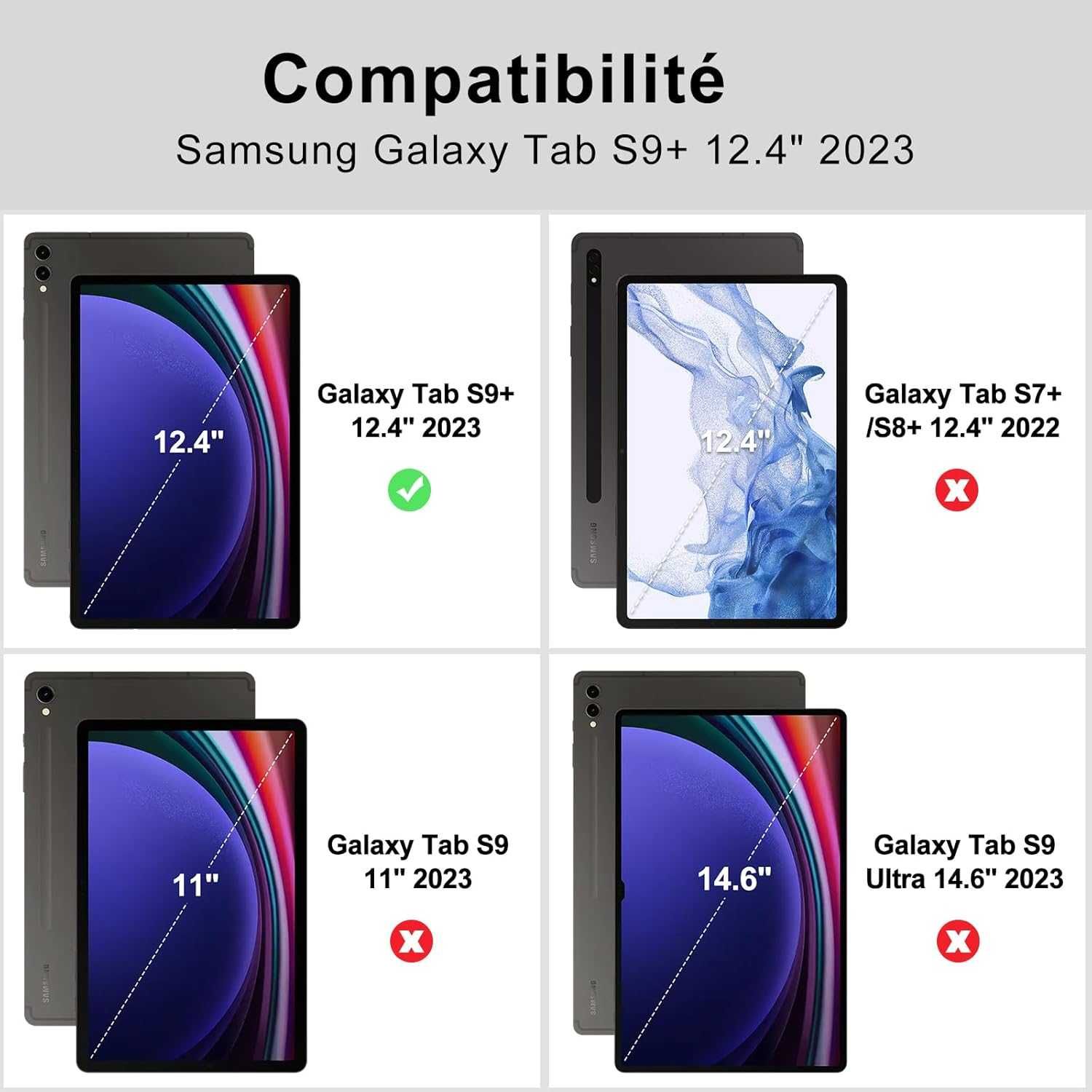 JADEMALL etui klawiatura touchpad Samsung Galaxy Tab S9+ S9FE+