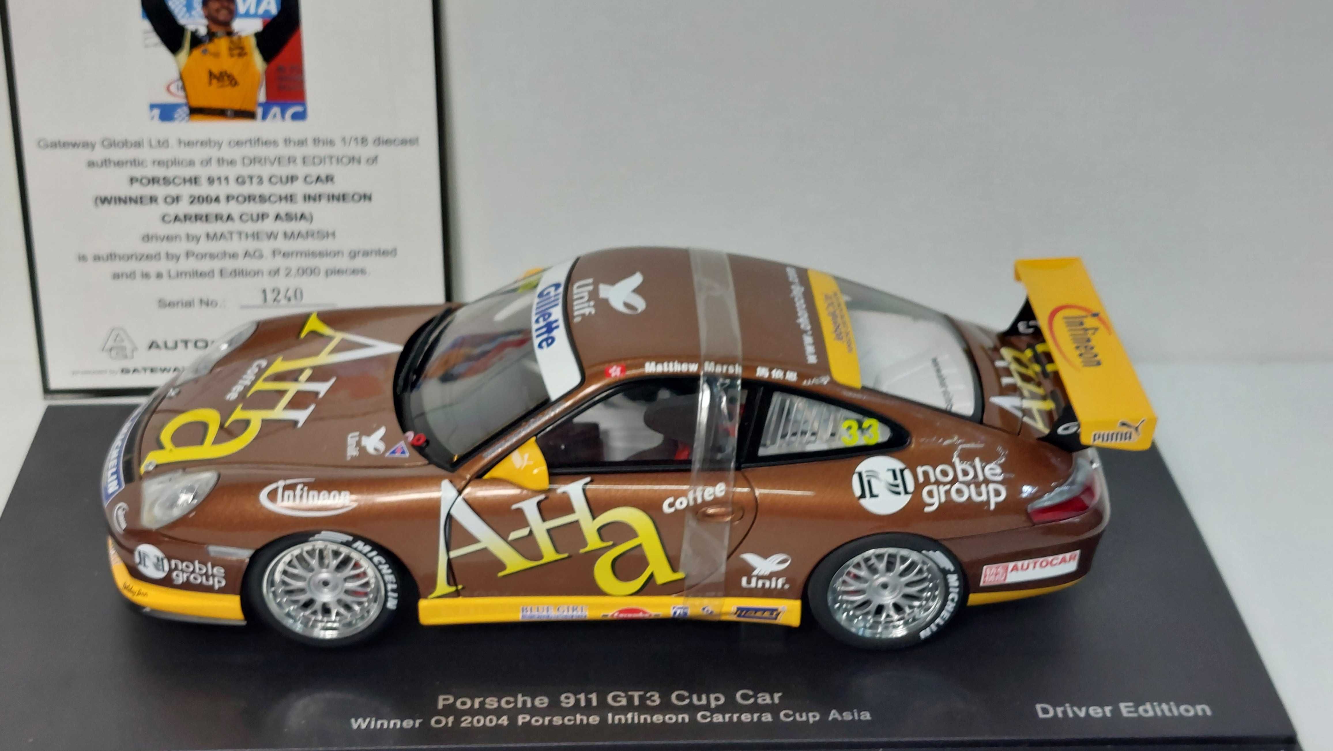 Porsche 911 GT3 Cup Car 2004 Winner Marsh Autoart 1:18