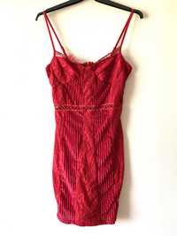 Czerwona gorsetowa koronkowa sukienka sexy mini