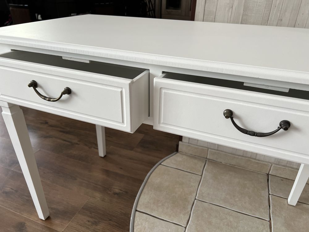 Biurko stylizowane biate 108 cm | Drewno egzotyczne + MDF |2 szuflady