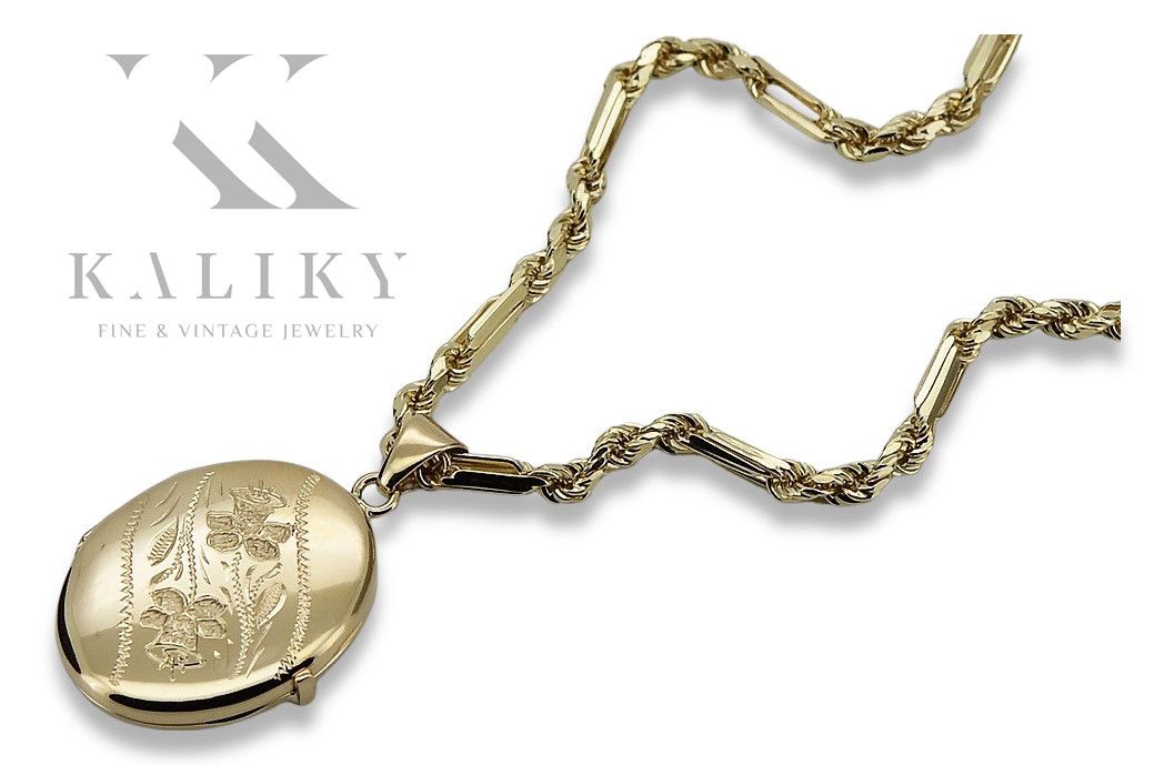 Złota zawieszka 14k 585 puzderko z łańcuszkiem Corda F cpn054y&cc004y