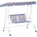 Baloiço Infantil de Jardim com Toldo e Cintos de Segurança - Azul